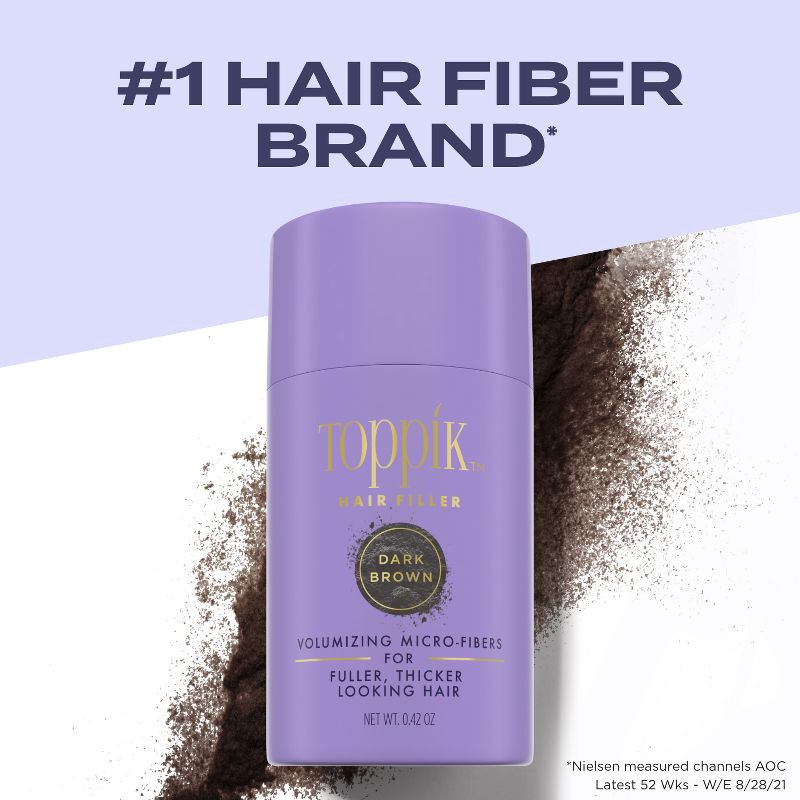 slide 3 of 10, Toppik Hair Filler Volumizing Micro-Fibers - Dark Brown - 0.42oz, 0.42 oz