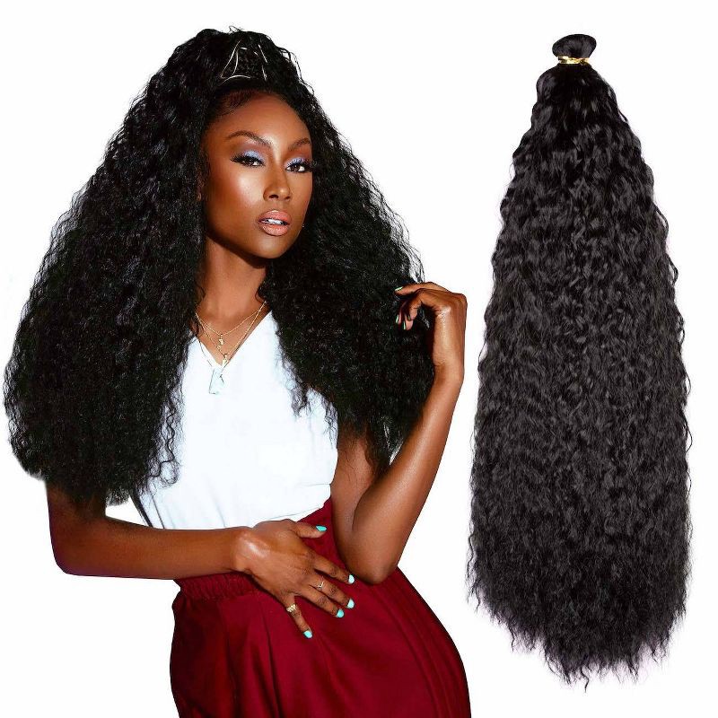 slide 3 of 6, Darling Deep Wave Ponytail Hair Extension 1B, 1 ct