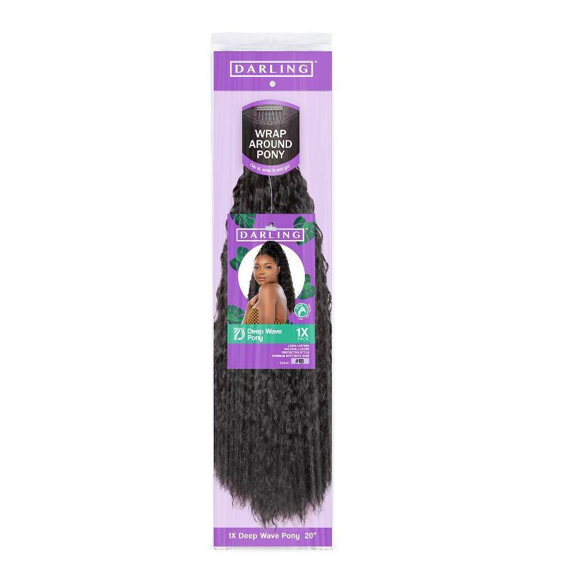 slide 1 of 6, Darling Deep Wave Ponytail Hair Extension 1B, 1 ct