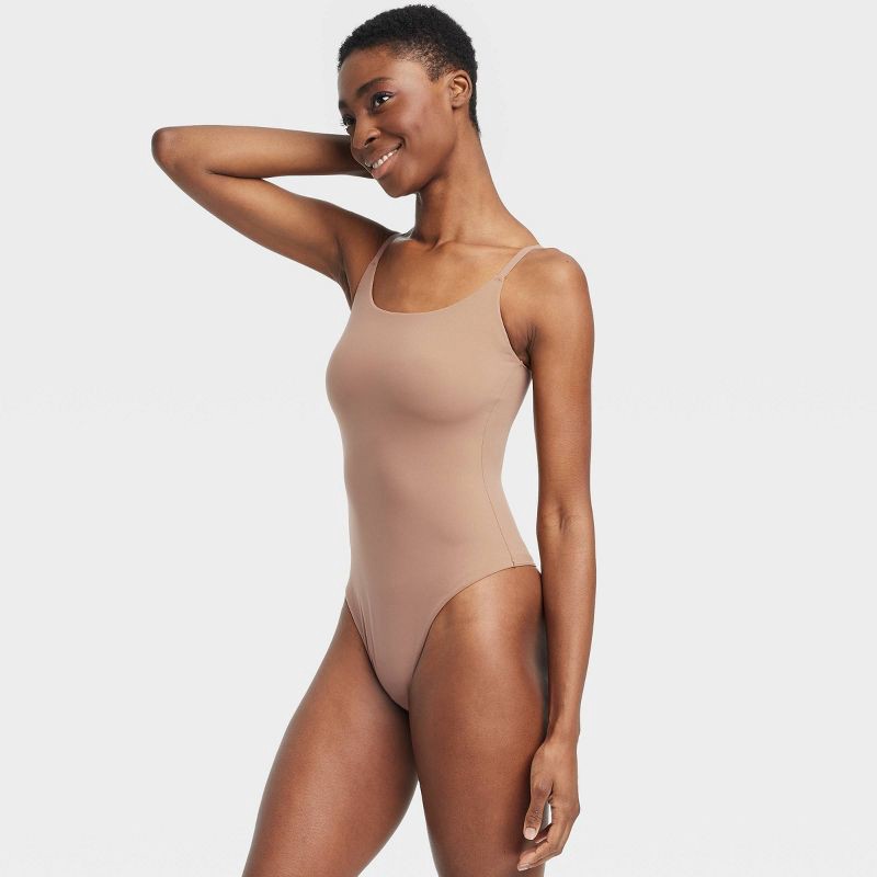 Women's Stretch Cami Bodysuit - Auden Brown M 1 ct