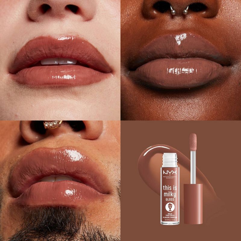 slide 6 of 10, NYX Professional Makeup This is Milky Gloss Hydrating Lip Gloss - Milk the Coco - 0.13 fl oz, 0.13 fl oz