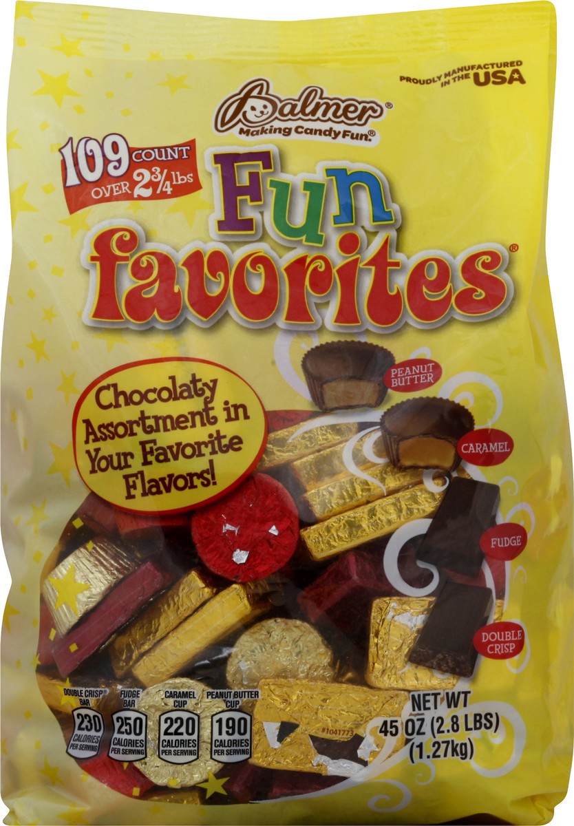 slide 1 of 9, Palmer Fun Favorites Peanut Butter/Caramel/Fudge/Double Crisp. Chocolate 109 ea, 109 ct