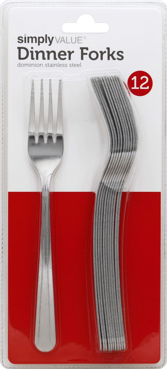 slide 1 of 8, Simply Value Dinner Fork, 12 ct
