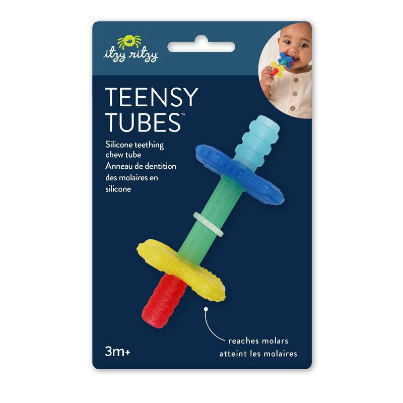 slide 12 of 12, Itzy Ritzy Teensy Tubes Rattle and Teether - Blue and Red, 1 ct
