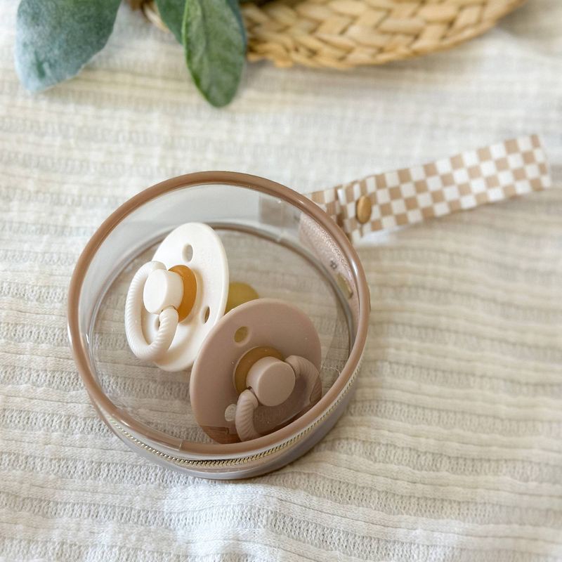 slide 6 of 8, Itzy Ritzy Clear Pacifier Case with Handle, Multi-Use - Checkerboard, 1 ct