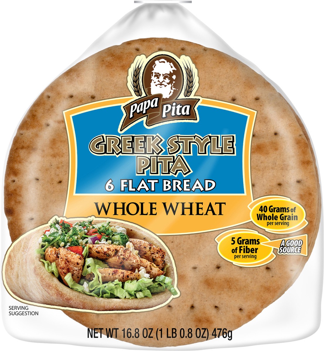 slide 11 of 14, Papa Pita Whole Wheat Greek Pita Flat Bread 6 ea, 6 ct