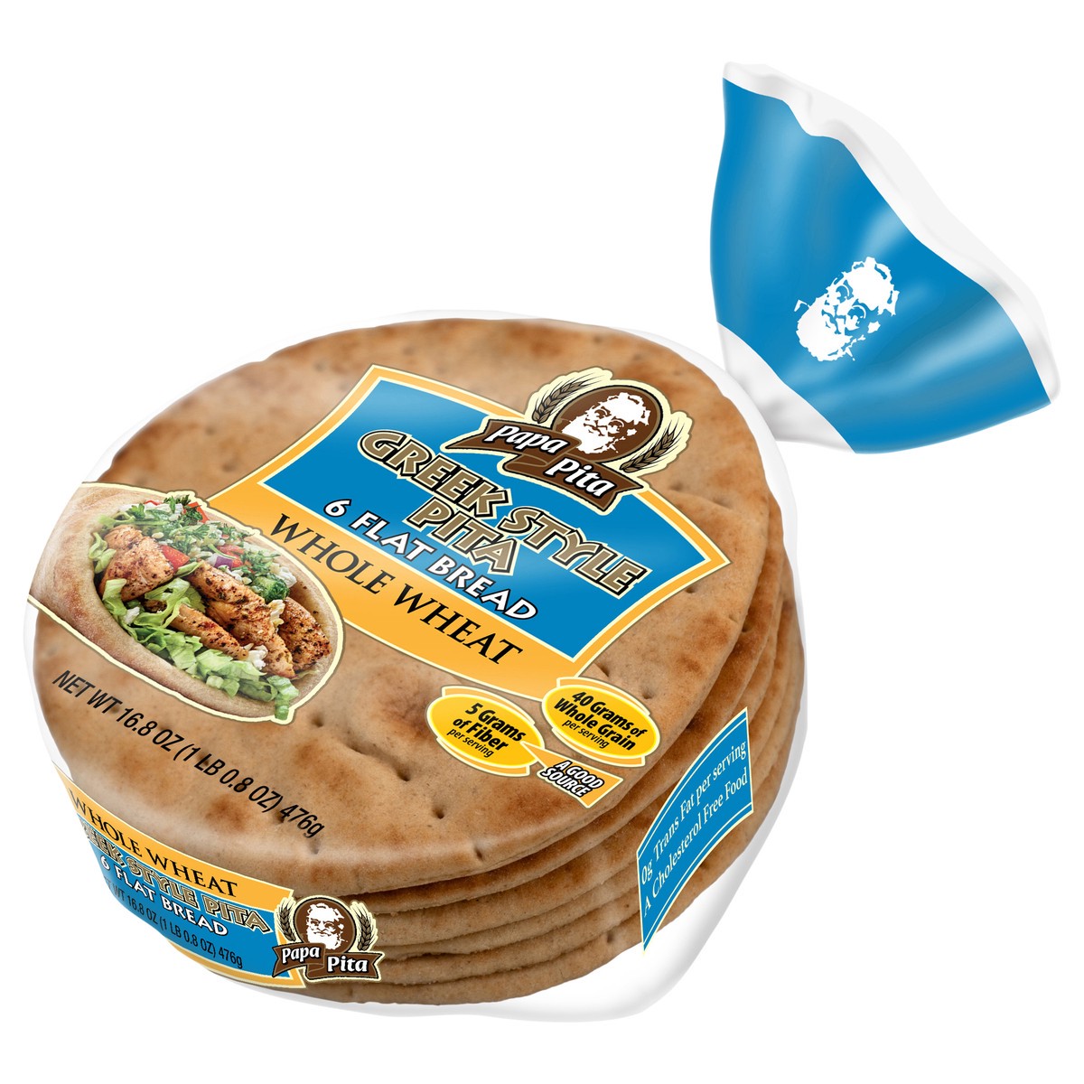 slide 8 of 14, Papa Pita Whole Wheat Greek Pita Flat Bread 6 ea, 6 ct