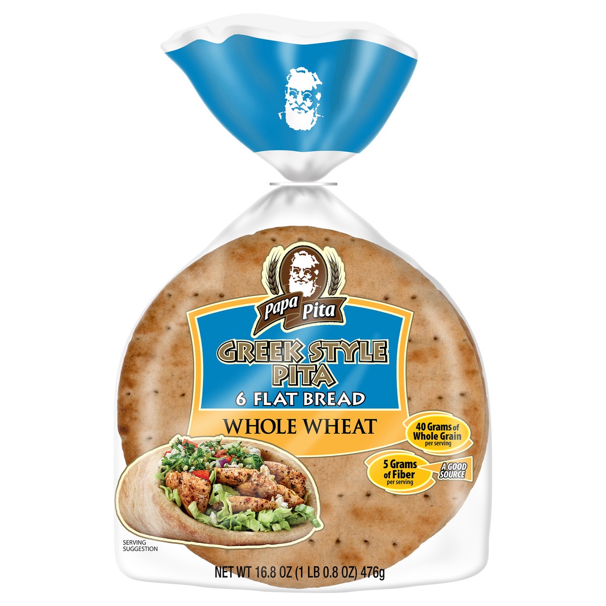slide 1 of 14, Papa Pita Greek Style Pita Whole Wheat Flat Bread 6 ea, 6 ct