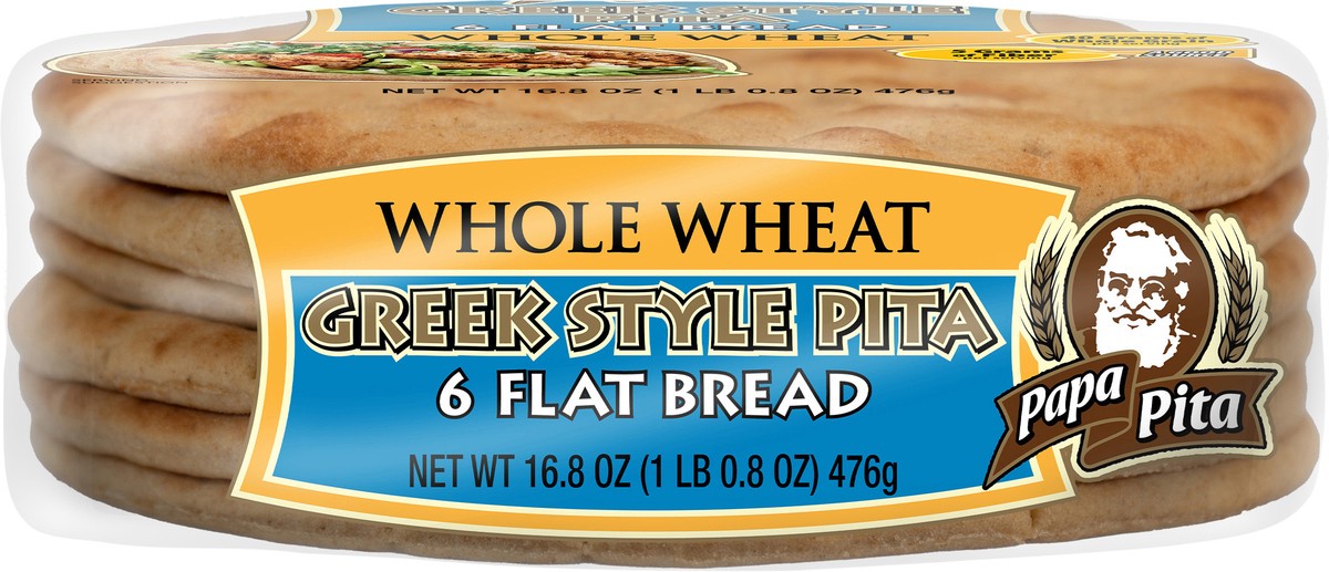 slide 10 of 14, Papa Pita Whole Wheat Greek Pita Flat Bread 6 ea, 6 ct