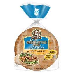 Papa Pita Whole Wheat Greek Pita Flat Bread 6 ea