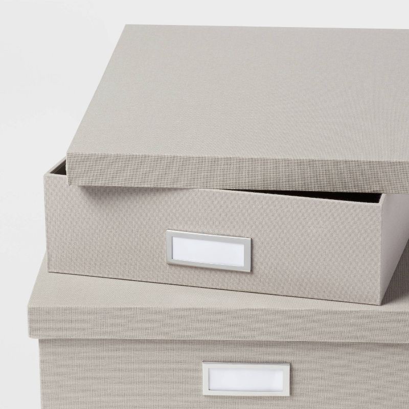 slide 3 of 3, Canvas Desk Storage Box Set of 2 Gray - Brightroom™: Office Organization, Polyester Canvas, Desk Organizer, 18"x12.5"x3.75", 1 ct