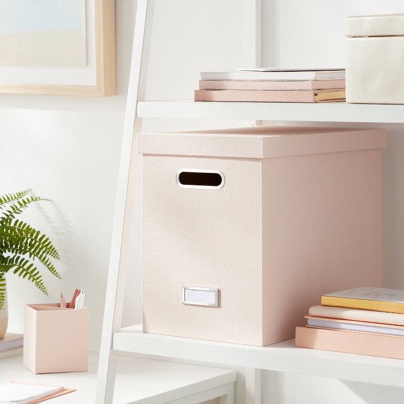 slide 2 of 3, Canvas Hanging File Organizer with Lid Blush - Brightroom™: Office Supplies, Desk Organizer, Polyester Canvas, 1 ct