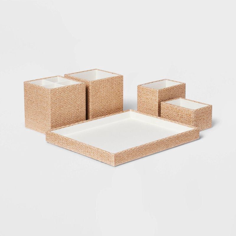 slide 3 of 3, 5pc Caddy Set Organizer - Threshold™: Desk & Office Supplies, Multicolored, , Cardboard, 4" H, 9.5" D, 8" W, 5 ct