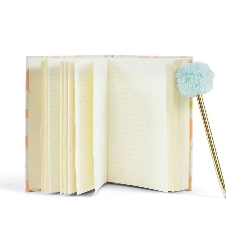 slide 3 of 4, 5"x7" Stationery Gifts Journal and Pom Pen Set Floral: Garven Hard Cover, Lined Paper, Adult, 160 Pages, Multicolored, 1 ct