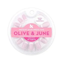 Olive & June Press-On Fake Nails - Short Squoval Classic French - 42ct
