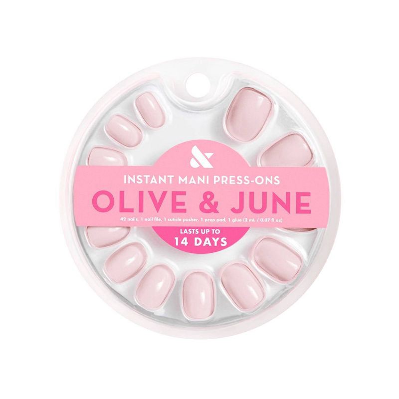 slide 1 of 4, Olive & June Press-On Fake Nails - Extra Extra Short Round TT - 42ct, 42 ct