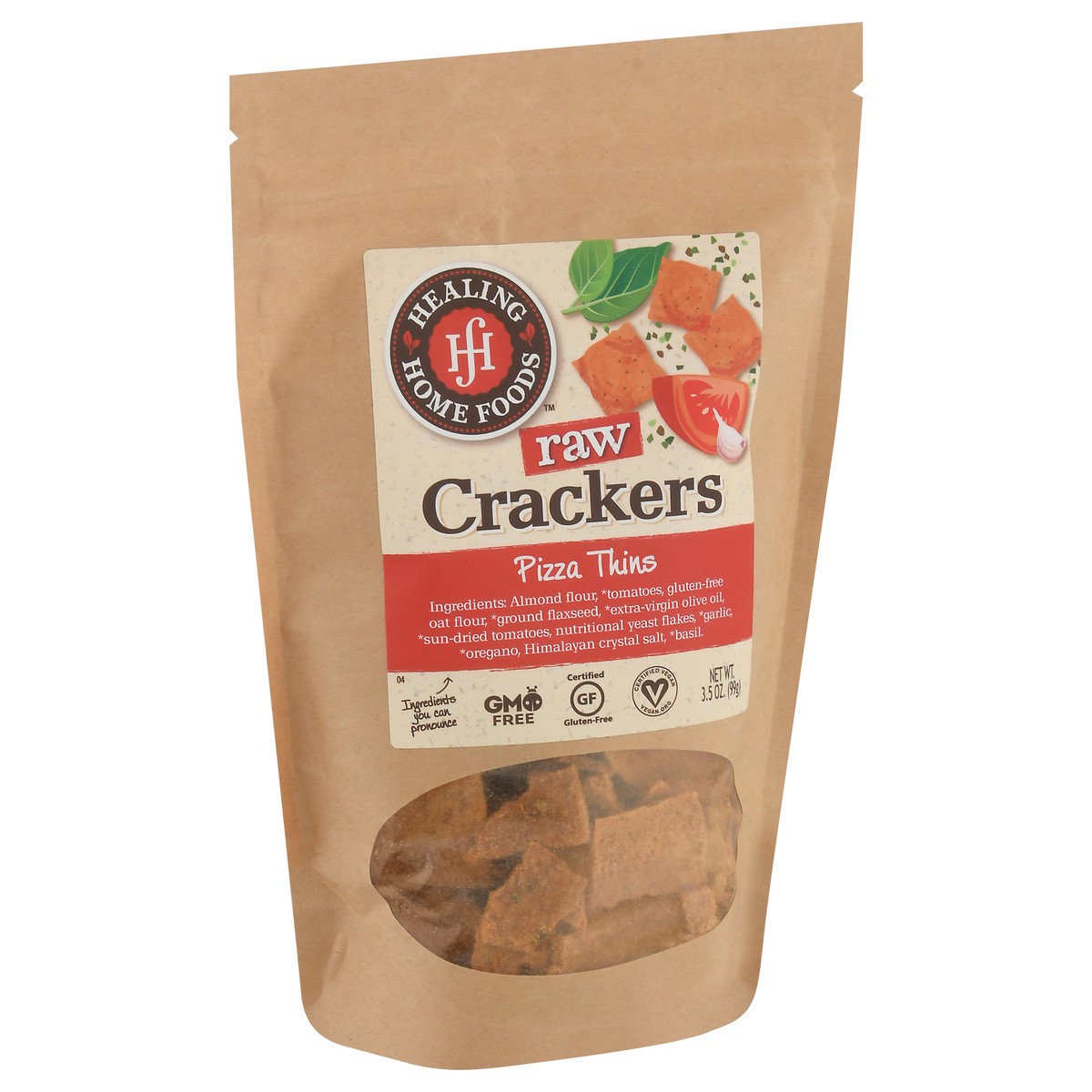 slide 6 of 9, Healing Home Foods Pizza Thins Raw Crackers 3.5 oz Stand Pack, 3.5 oz