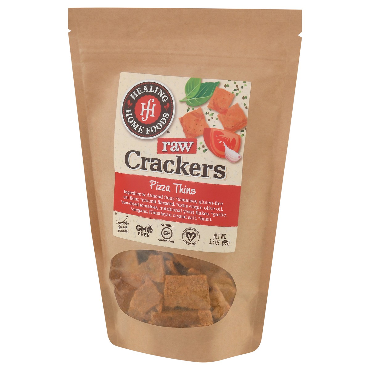 slide 3 of 9, Healing Home Foods Pizza Thins Raw Crackers 3.5 oz Stand Pack, 3.5 oz