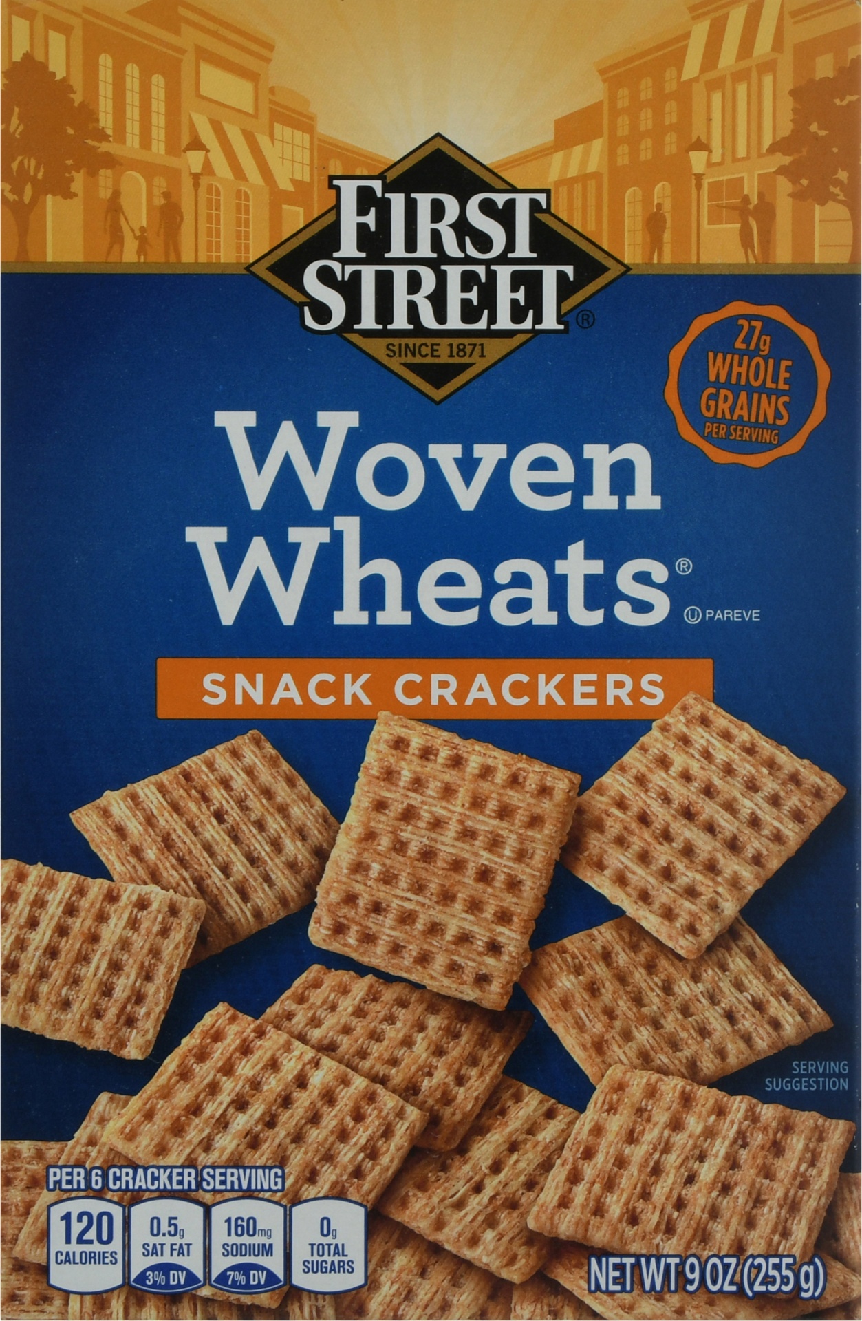 slide 1 of 1, First Street Woven Wheat Crackers, 9 oz