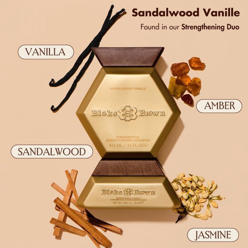 slide 4 of 10, Blake Brown Fundamental Strengthening Mask - Sandalwood Vanille – Warm Vanilla Fragrance - 8 fl oz, 8 fl oz