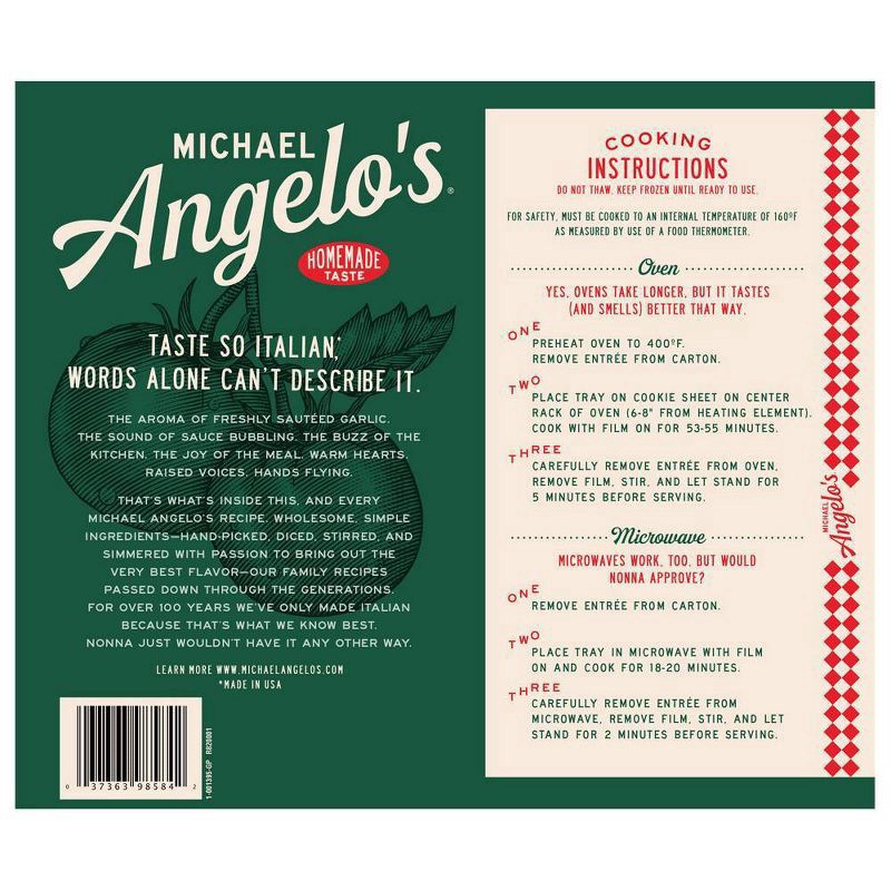 slide 2 of 2, Michael Angelo's Large Family Size Frozen Baked Ziti with Meatballs, 44 oz