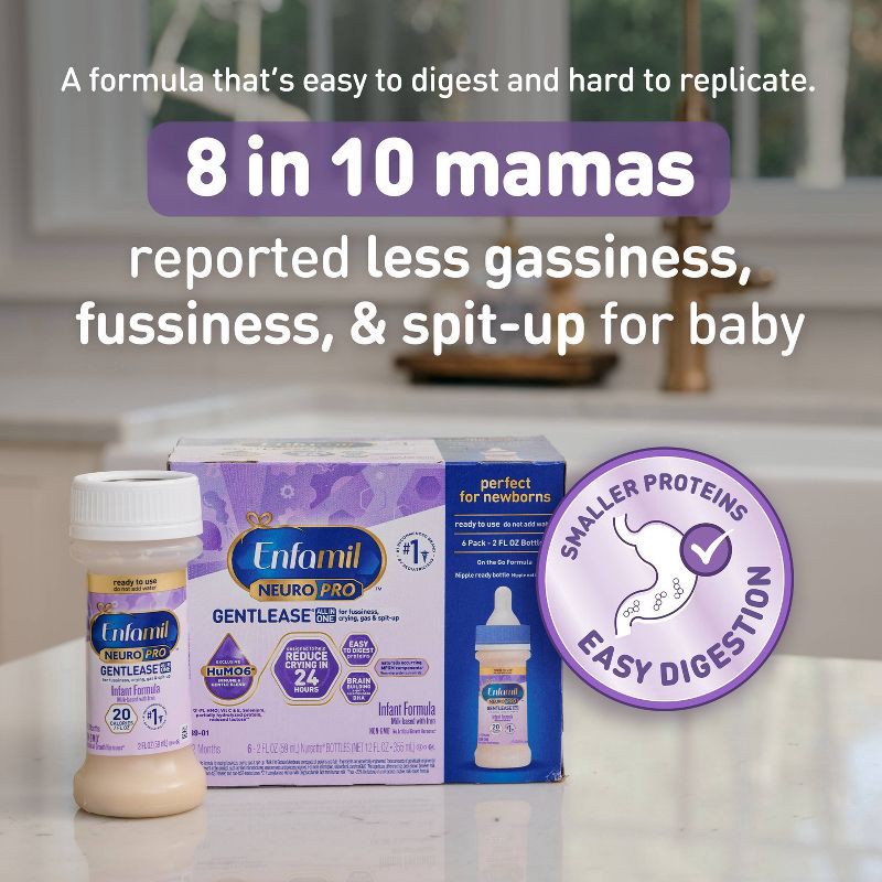 slide 2 of 14, Enfamil NeuroPro GentleEase Ready to Use Infant Formula Bottles - 2 fl oz Each/6ct, 6 ct; 2 fl oz