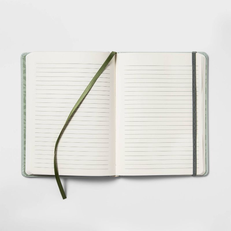slide 3 of 3, College Ruled Journal 7.75"x5.5" Faux Leather Sage - Threshold™: Lined Notebook, Hard Cover, 120 Pages, Acid-Free Paper, 1 ct