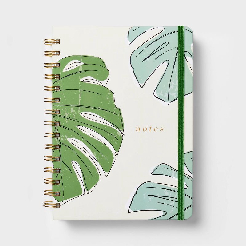 slide 1 of 3, Narrow Ruled Journal 5.75"x8" Twin Wire Printed Palm Leaves - Threshold™: Hard Cover Notebook for Teens & Adults, 240 Pages, 1 ct