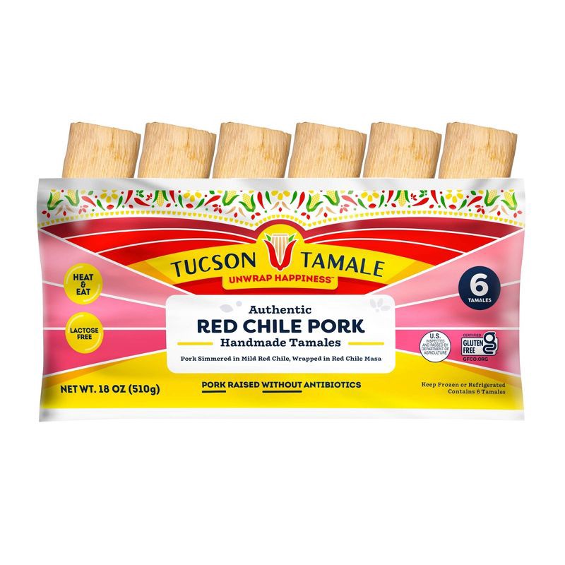 slide 1 of 6, Tucson Tamales Family Pack Red Chile Pork - 18oz, 18 oz