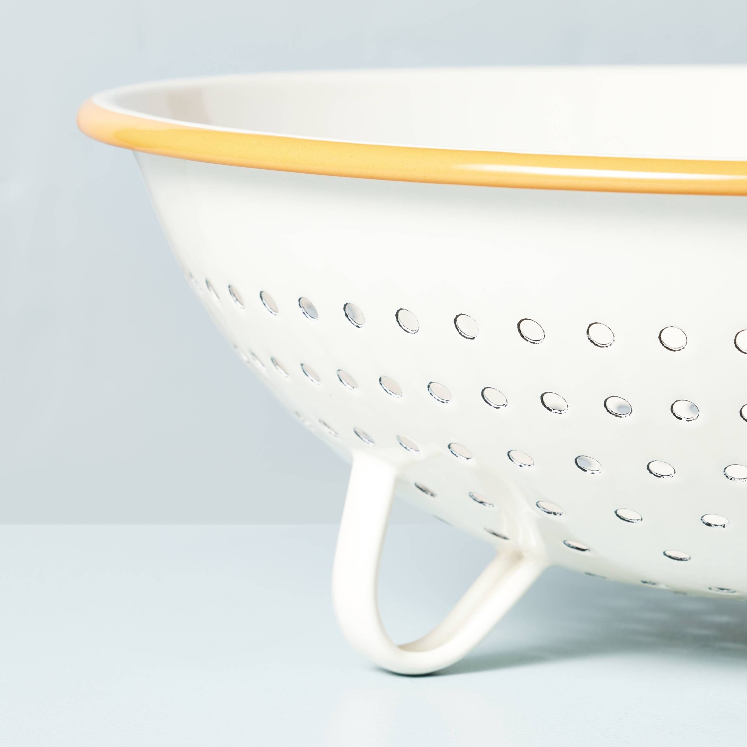 4.75qt EnamelCoated Metal Colander Cream/Gold Hearth & Hand with