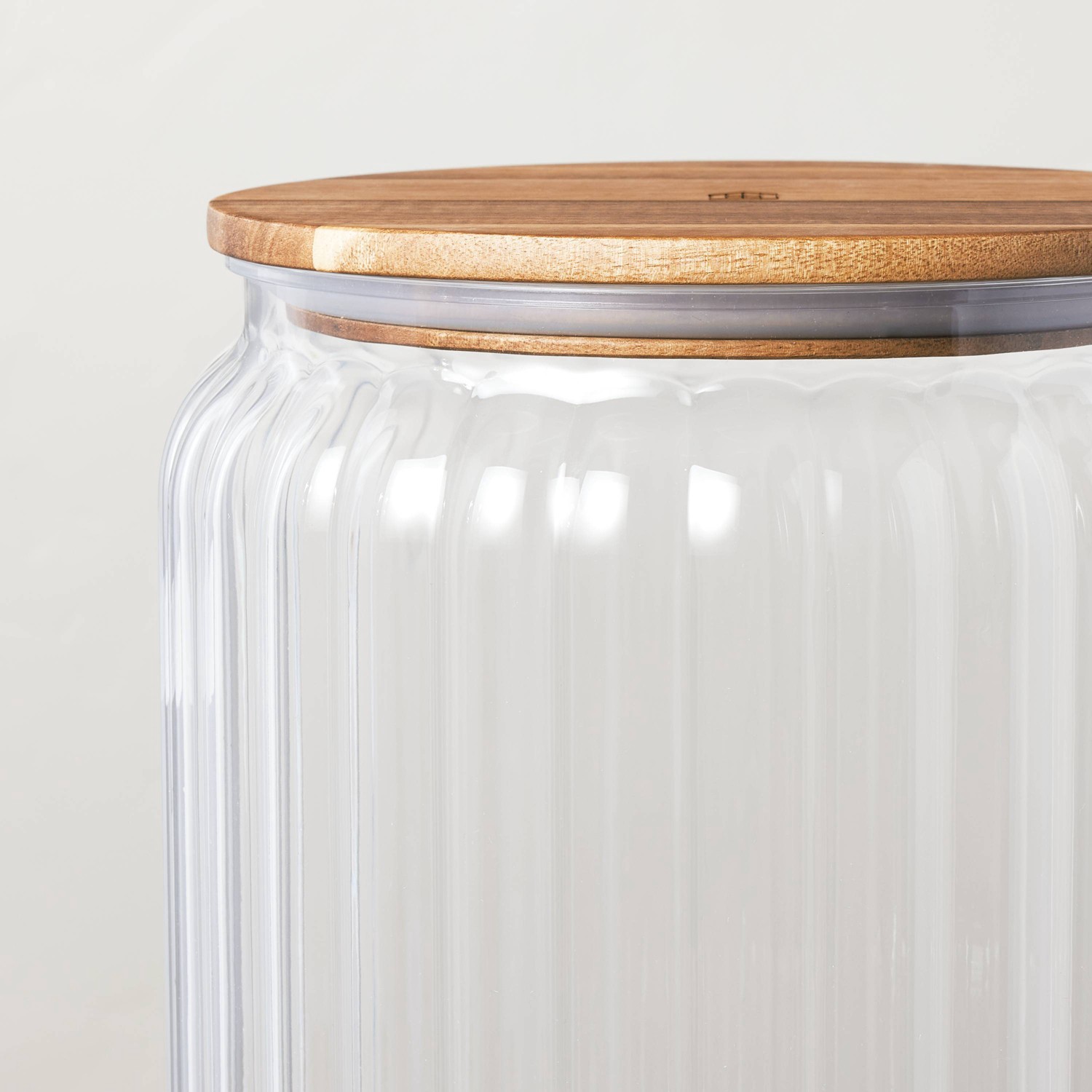 2gal Ribbed Clear Plastic Beverage Dispenser with Stand & Wood Lid