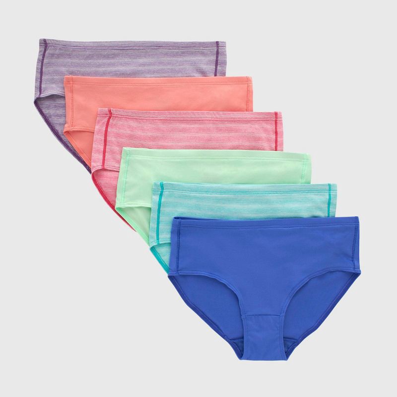 slide 1 of 6, Hanes Premium Hanes Girls' 6pk Pure Microfiber Briefs - Colors May Vary 6: Lightweight Mid Rise Underwear, 6 ct
