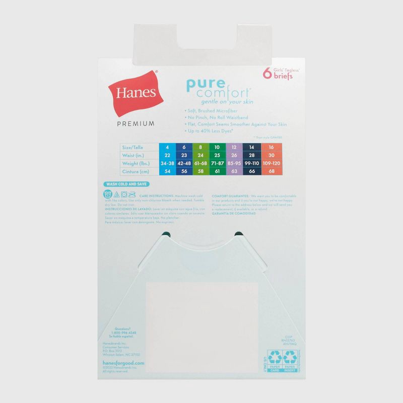 Hanes Girls' 6pk Pure Microfiber Briefs - Colors May Vary 16