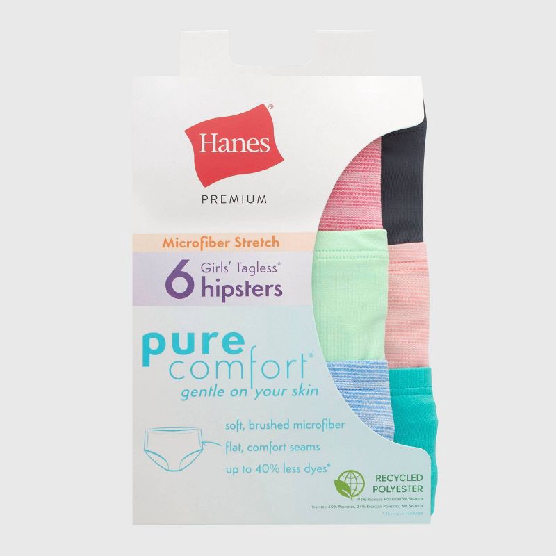 Hanes Premium Hanes Girls' 6pk Pure Microfiber Hipster - Colors