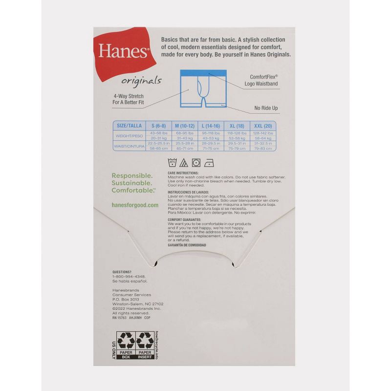 slide 3 of 4, Hanes Boys' 5pk Originals Printed Boxer Briefs - Blue/Black L, 5 ct