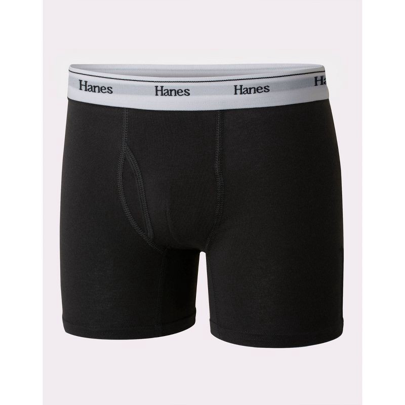slide 4 of 4, Hanes Boys' 5pk Originals Printed Boxer Briefs - Blue/Black L, 5 ct
