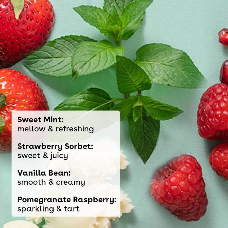 slide 3 of 7, eos 100% Natural & Organic Lip Balm Variety Pack - Strawberry Sorbet, Pomegranate Raspberry, Sweet Mint, Vanilla Bean - 0.56oz/4pk, 0.56 oz, 4 ct