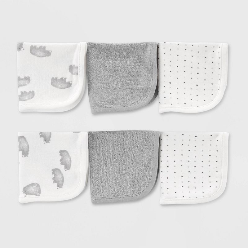 slide 1 of 3, Carter's Just One You® Baby Bear Washcloths - Gray, 1 ct