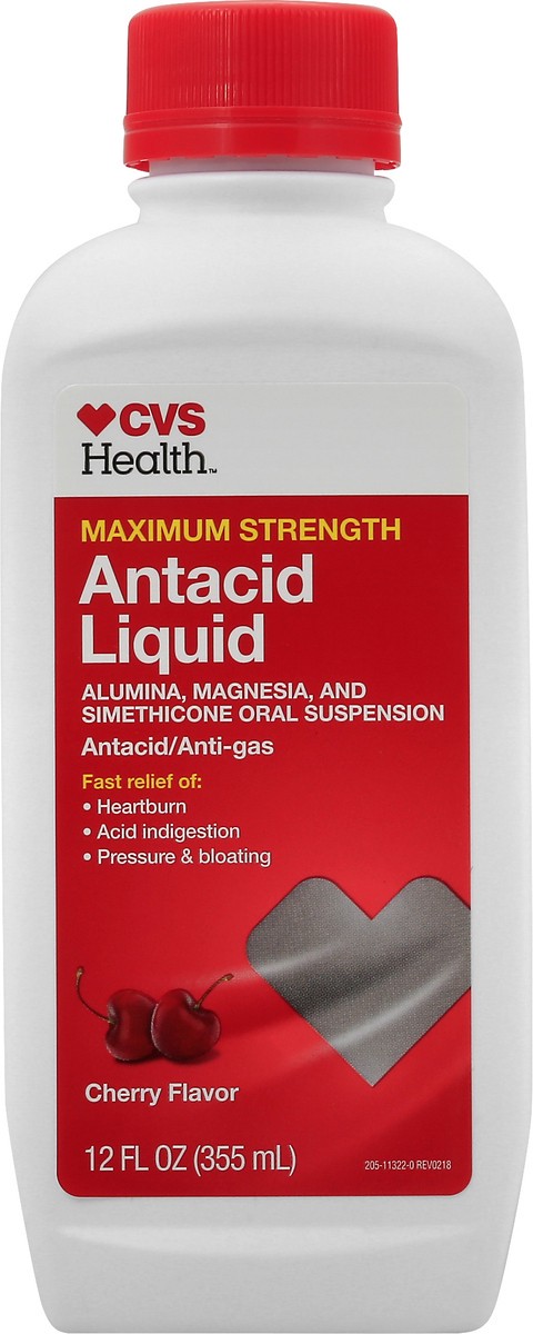 slide 4 of 10, CVS Health Maximum Strength Antacid Liquid, Cherry, 12 Oz, 1 ct