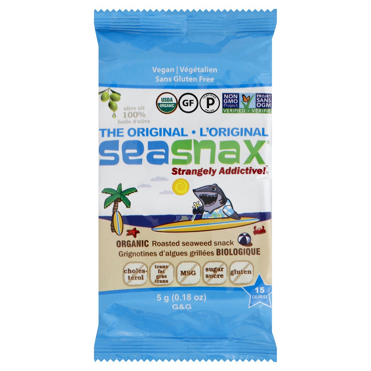 slide 1 of 5, SeaSnax Original Seaweed Snack, 0.18 oz