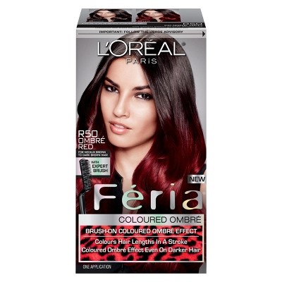 slide 1 of 1, L'Oréal Paris Feria Brush-On Colored Ombre Effect - R50 Ombre Red , 1 ct