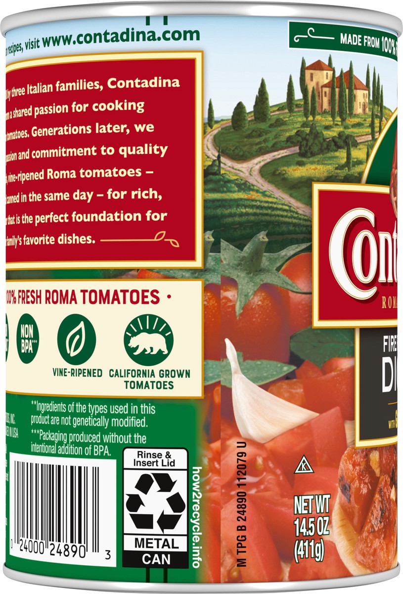 slide 5 of 7, CONTADINA Fire Roasted Diced Tomatoes with Garlic Tomatoes, 14.5 oz Can, 2 ct