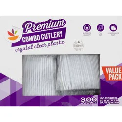 Giant Premium Colored Combo Crystal Clear Plastic Cutlery