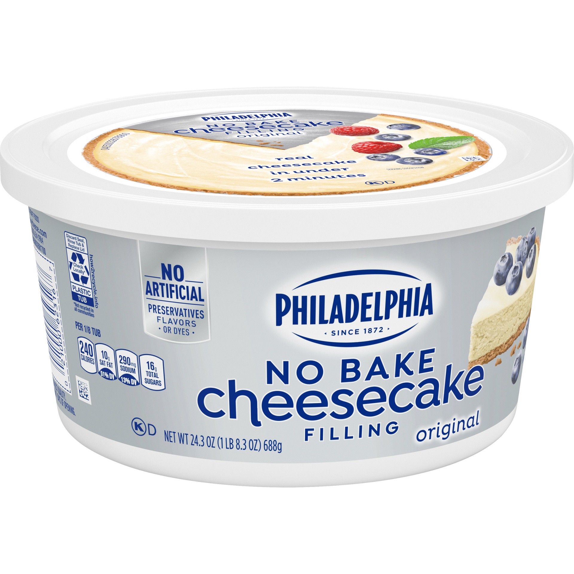 slide 5 of 10, Philadelphia No Bake Original Cheesecake Filling, 24.3 oz Tub, 24.3 oz