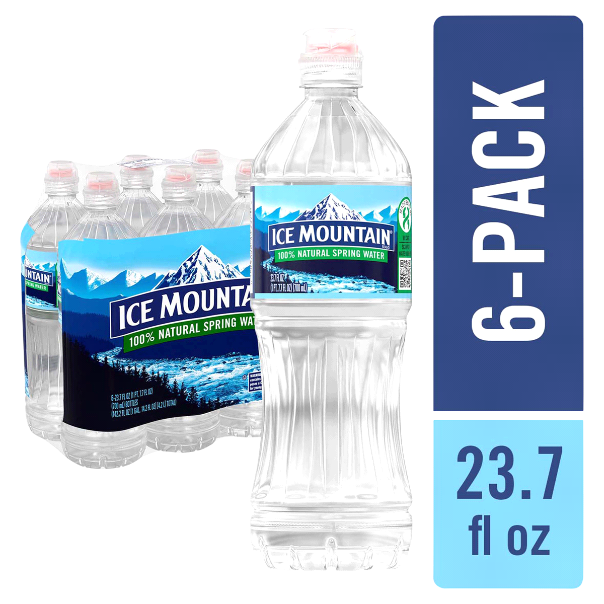 slide 1 of 5, Ice Mountain 100% Natural Spring Water, 6 ct; 23.7 fl oz