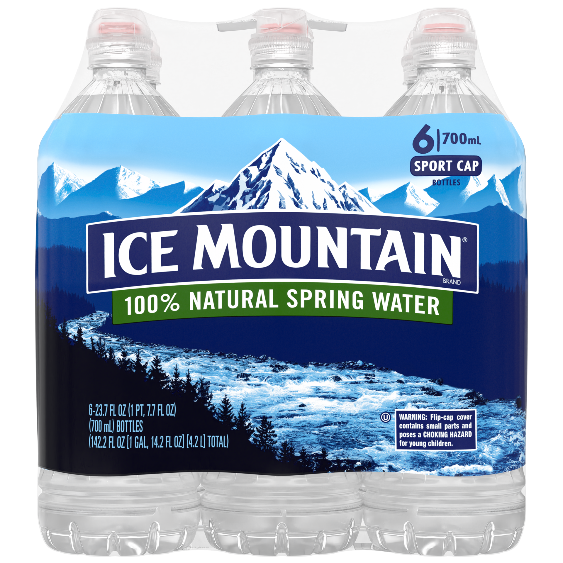 slide 1 of 1, ICE MOUNTAIN Brand 100% Natural Spring Water, plastic sport cap bottles (Pack of 6) - 23.7 oz, 23.7 oz