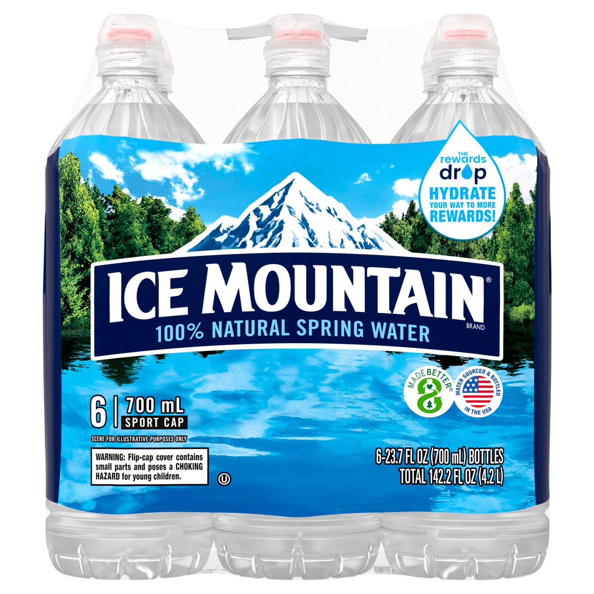 slide 1 of 1, Ice Mountain Spring Water, 23.7-ounce plastic sport cap bottles (Pack of 6), 6 ct