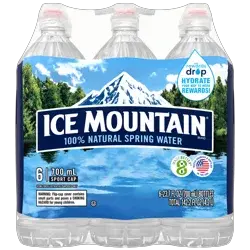 ICE MOUNTAIN Brand 100% Natural Spring Water, 23.7-ounce plastic sport cap bottles (Pack of 6)