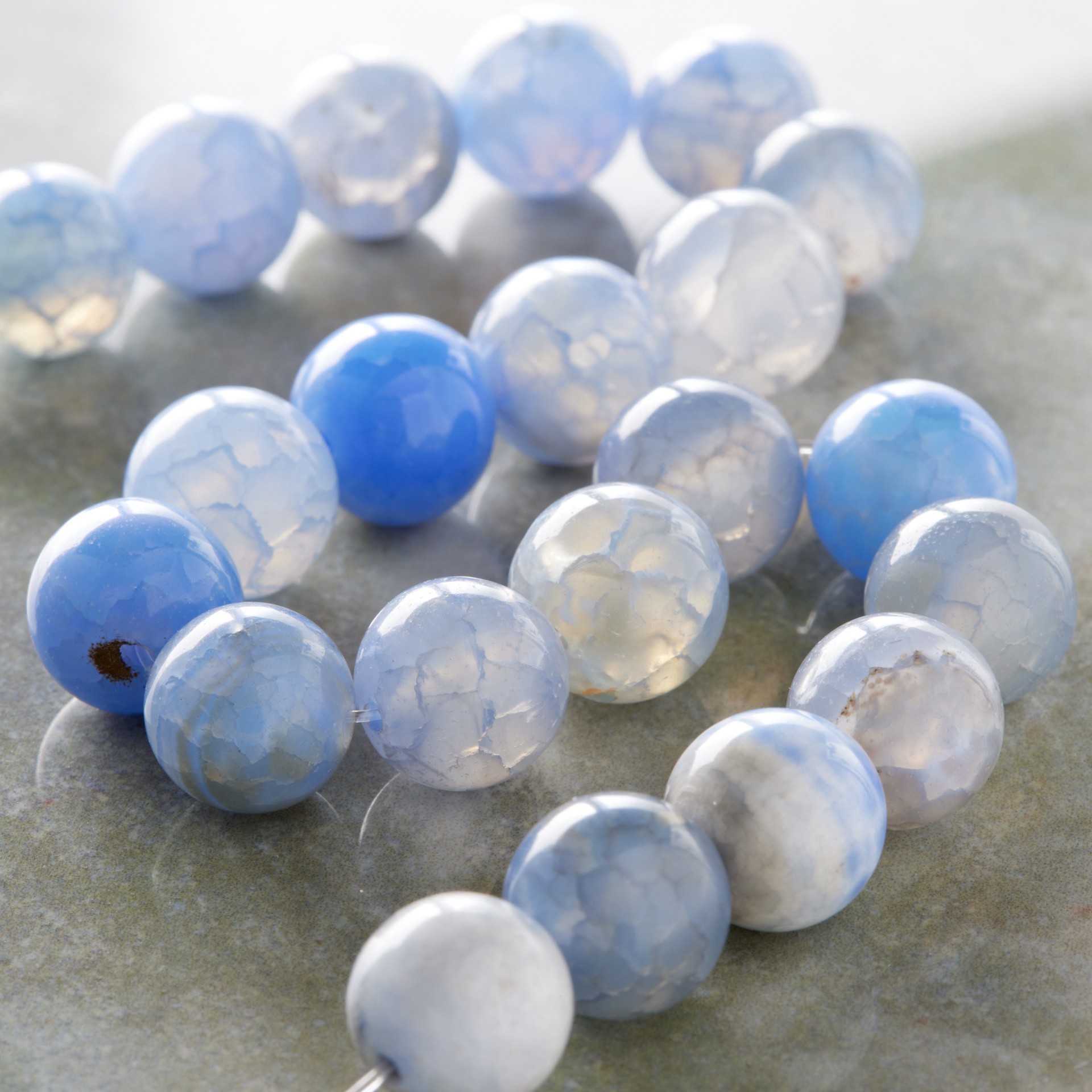 slide 2 of 3, Blue Crackle Agate Round Beads, 10mm By Bead Landing, 10mm
