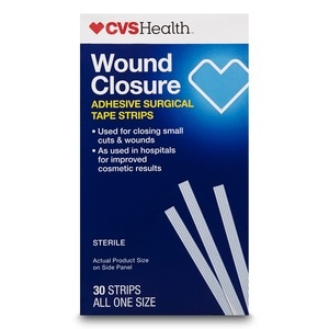 slide 1 of 1, CVS Health Wound Closure Adhesive Surgical Tape Strips All One Size, 30 ct